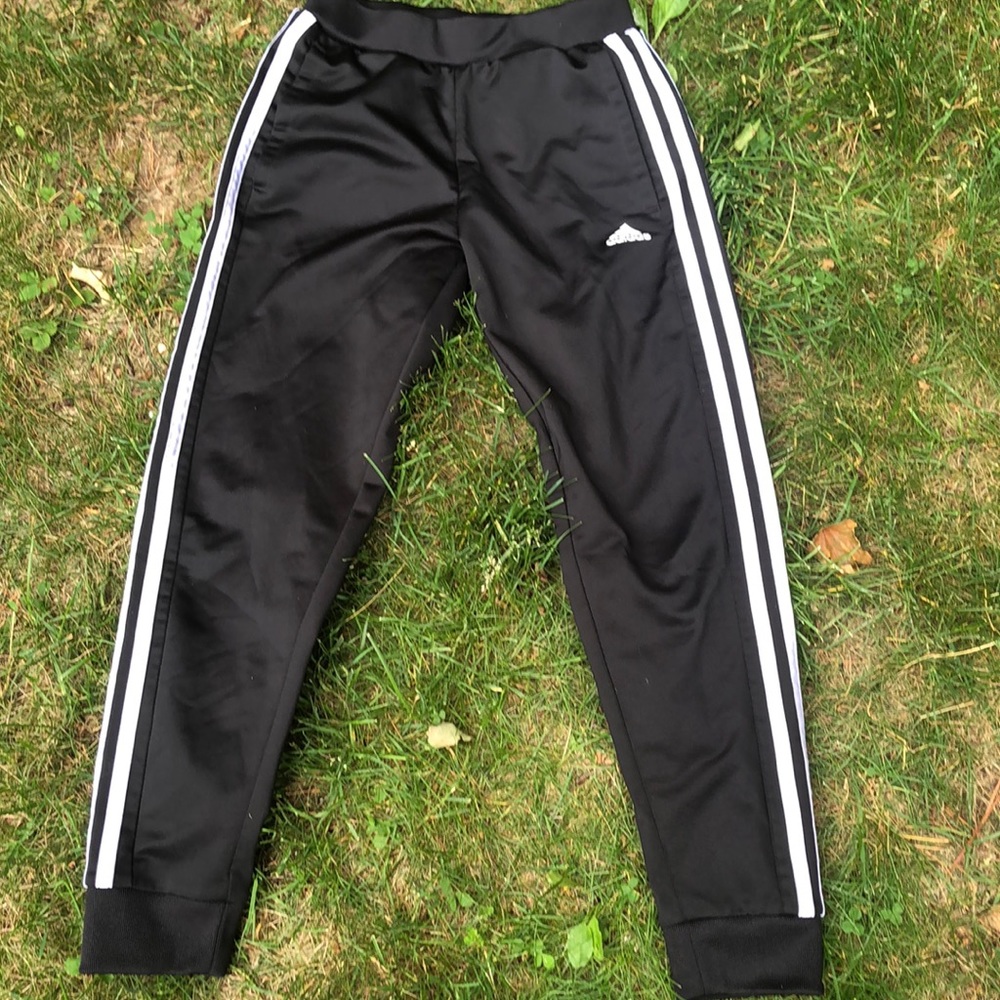 Slightly used black and white adidas track pants.